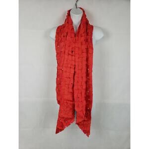 NWT Renee Sherrer Scarf 0026 Hotpink Orange Red Basket Hand Woven Silk 1 of kind